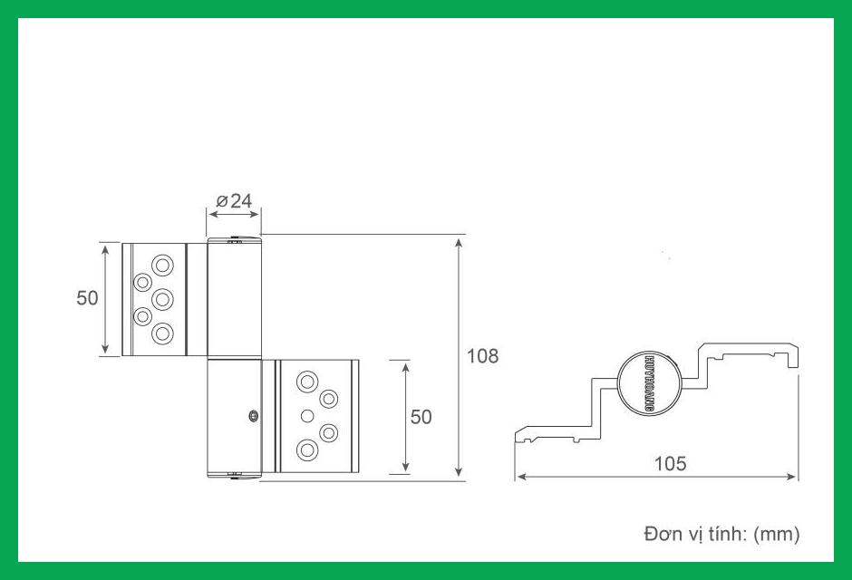 Thông số kỹ thuật Bản lề 2D hệ 55 Sơn đen