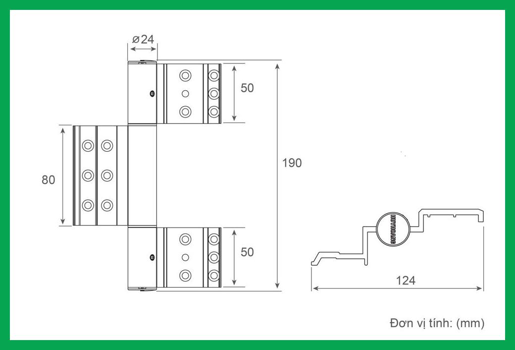 Thông số kỹ thuật Bản lề 4D 2 cánh Xingfa Điện Zi Champagne