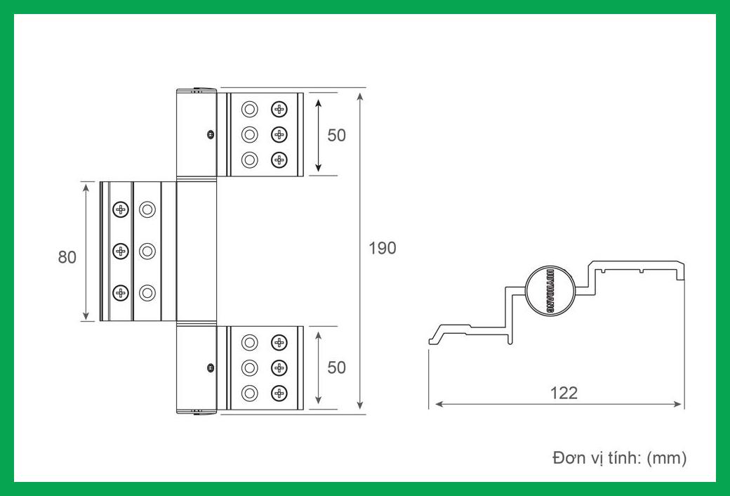 Thông số kỹ thuật Bản lề 4D 4 cánh Xingfa Điện zi Titan