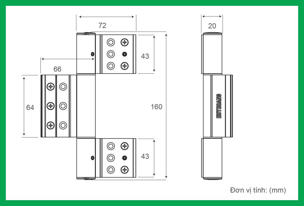 Thông số kỹ thuật Bản lề 4D 4 cánh ngắn hệ Xingfa sơn đen