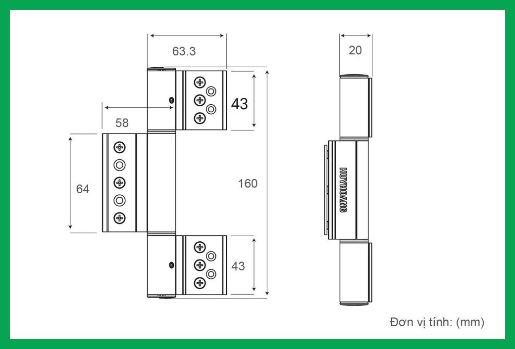 Thông số kỹ thuật Bản lề 4D ngắn hệ 55 sơn đen