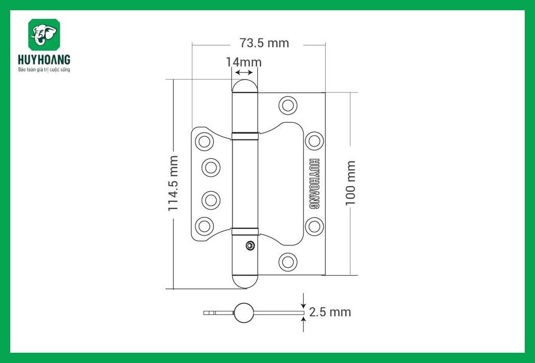 Thông số kỹ thuật Bản lề bướm inox 02