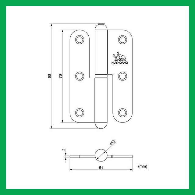 Thông số kỹ thuật Bản lề cối tôn 03 Sơn đen