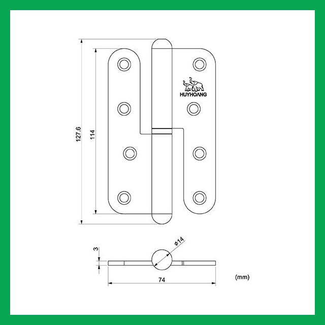 Thông số kỹ thuật Bản lề cối tôn 04 Sơn đen