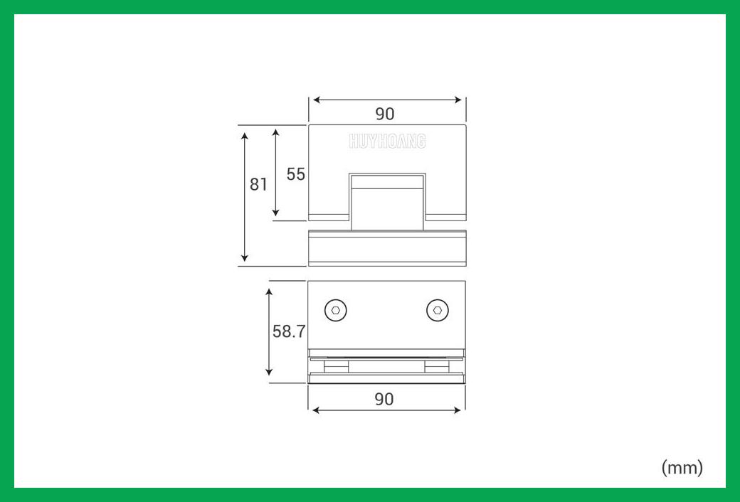 Thông số kỹ thuật Bản lề kính-kính 90K