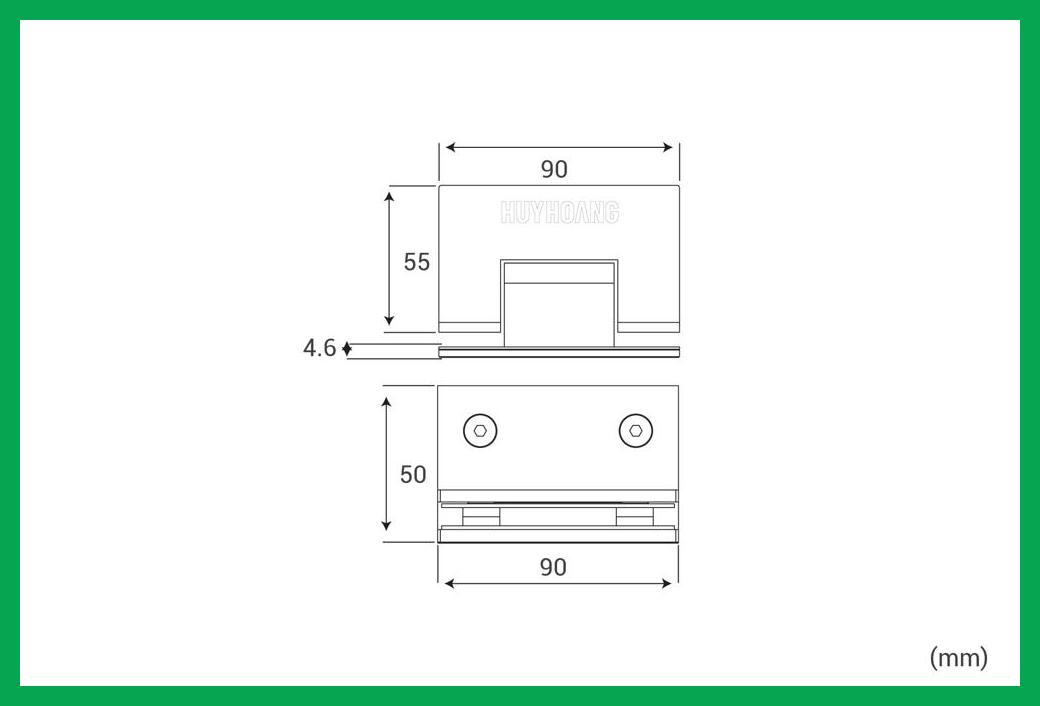 Thông số kỹ thuật Bản lề kính-tường 90T