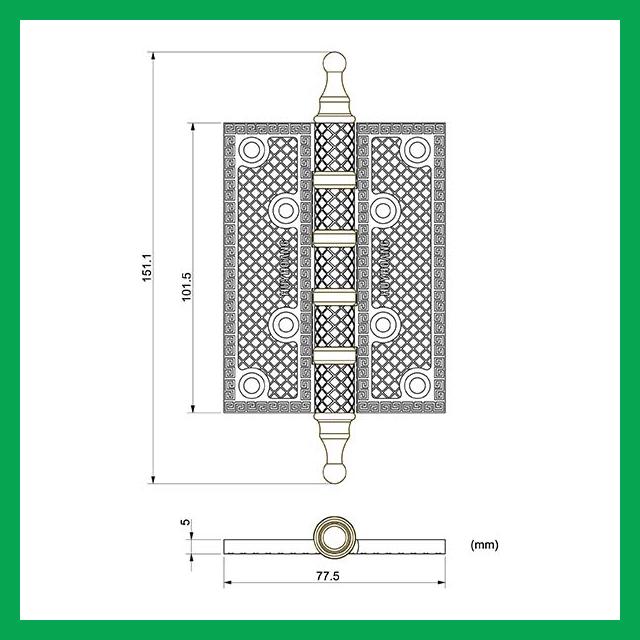 Thông số kỹ thuật Bản lề lá HC-2804