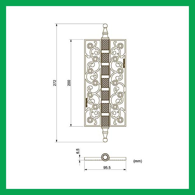 Thông số kỹ thuật Bản lề lá HCP 09 - Bản lề đồng thau