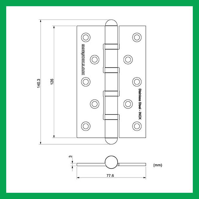 Thông số kỹ thuật Bản lề lá inox 04