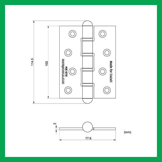 Thông số kỹ thuật Bản lề lá inox 304 02