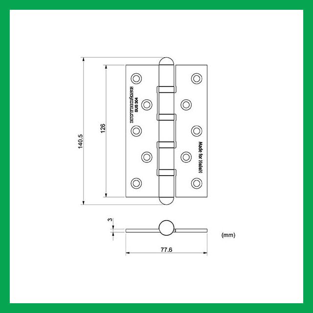 Thông số kỹ thuật Bản lề lá inox 304 04