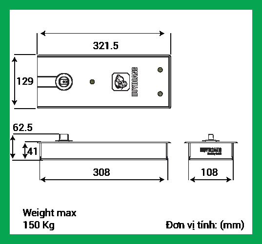 Thông số kỹ thuật Bản lề sàn SS 03 Vàng - 150kg