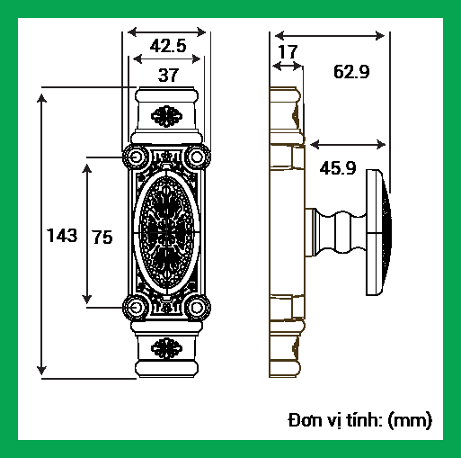 Thông số kỹ thuật Chốt cremone HCX 02