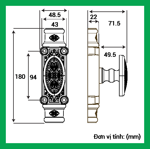 Thông số kỹ thuật Chốt cremone HCX 09