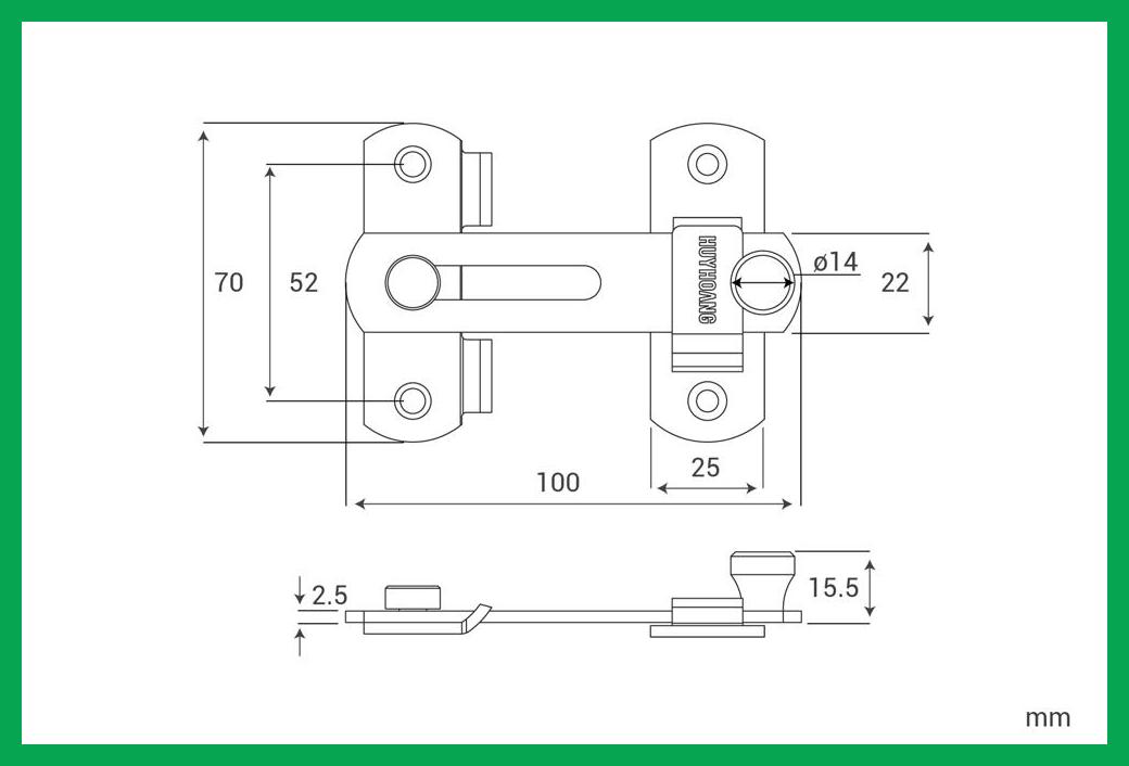 Thông số kỹ thuật Chốt cửa inox 06