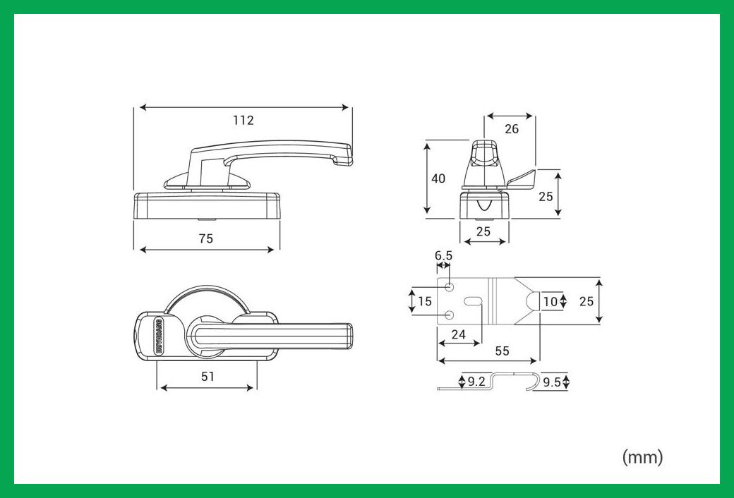 Thông số kỹ thuật Khóa sò AP 01 hệ 55 Sơn đen