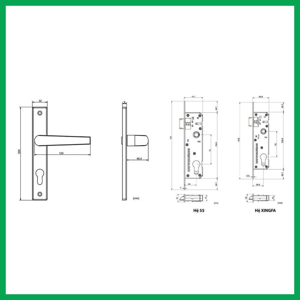 Thông số kỹ thuật Khóa tay nắm AP 70-44-51A Sơn đen