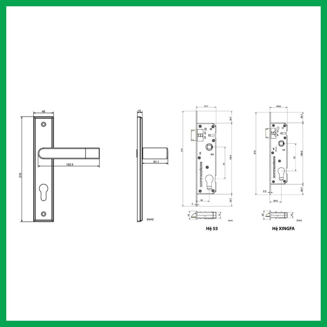 Thông số kỹ thuật Khóa tay nắm EX 70-44-10 Sơn đen