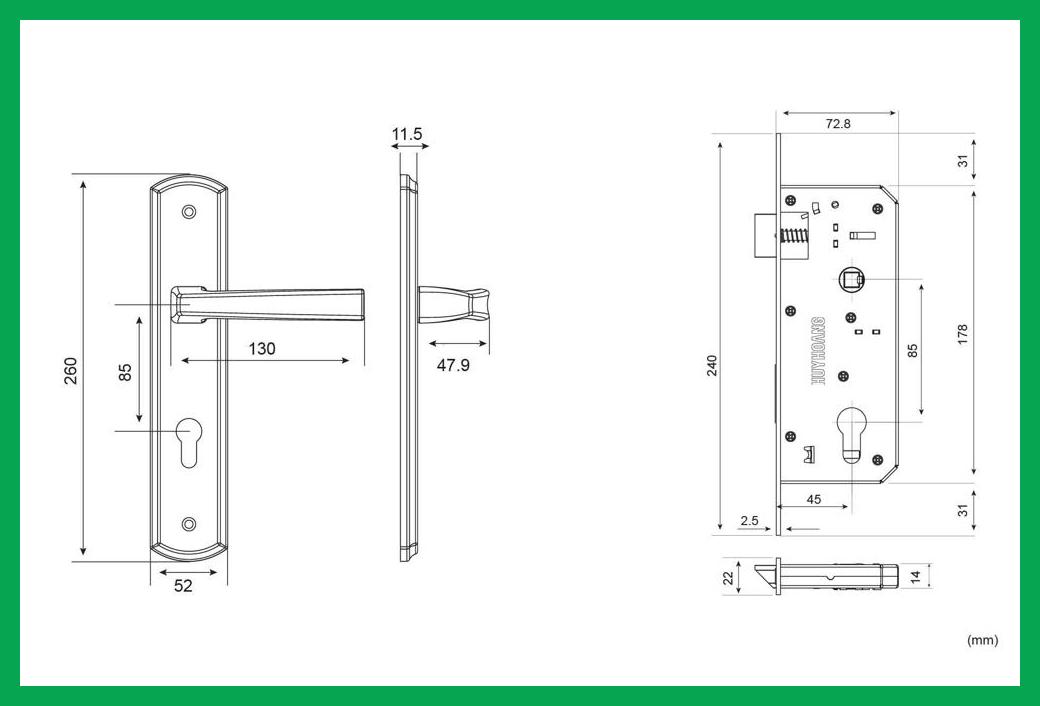 Thông số kỹ thuật Khóa tay nắm EX 8568