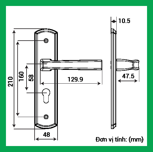 Thông số kỹ thuật Khóa tay nắm HC 5868 PVD Gold