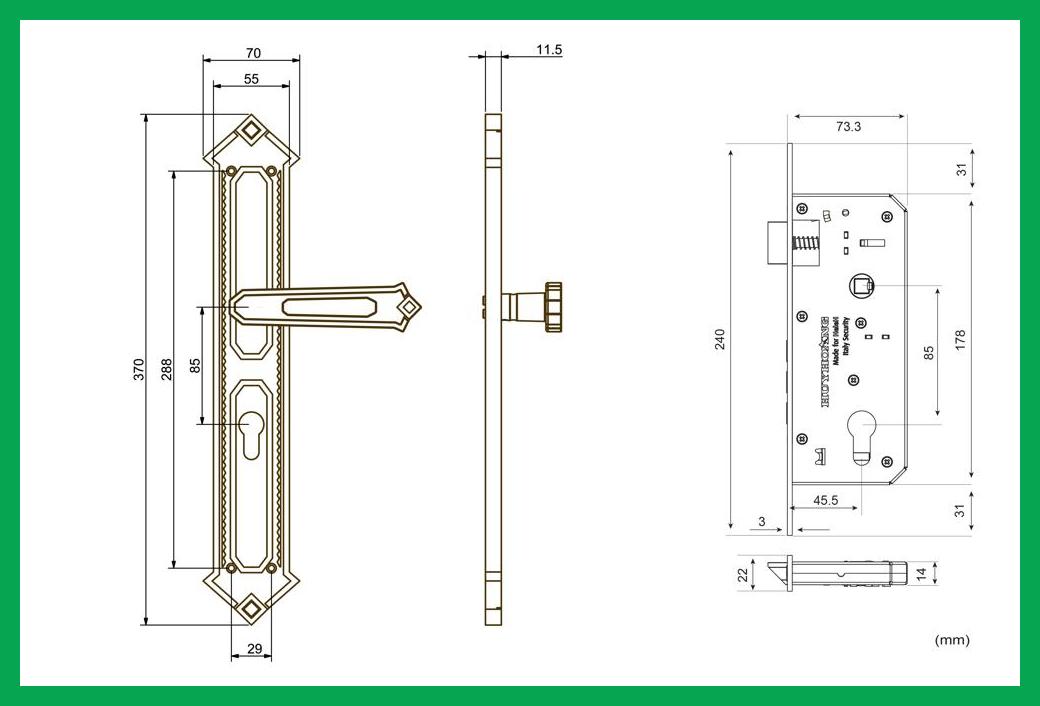 Thông số kỹ thuật Khóa tay nắm HC 85 KING PVD Gold