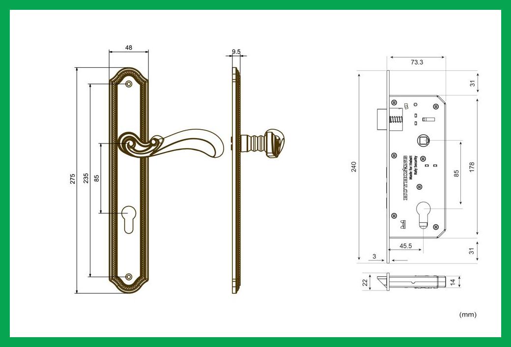 Thông số kỹ thuật Khóa tay nắm HC 85 PRINCE PVD Gold