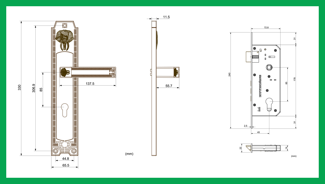 Thông số kỹ thuật Khóa tay nắm HC 8528 Đại