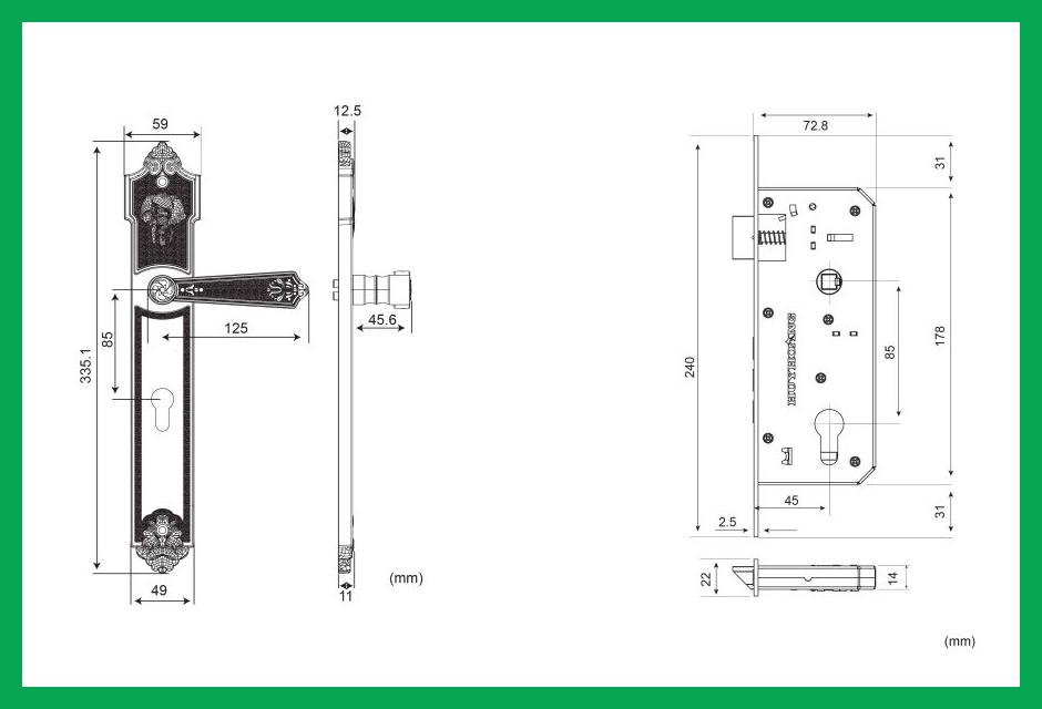 Thông số kỹ thuật Khóa tay nắm HC 8562