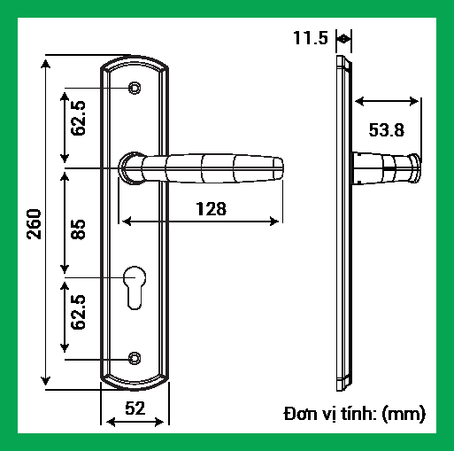 Thông số kỹ thuật Khóa tay nắm HC 8566 PVD Gold