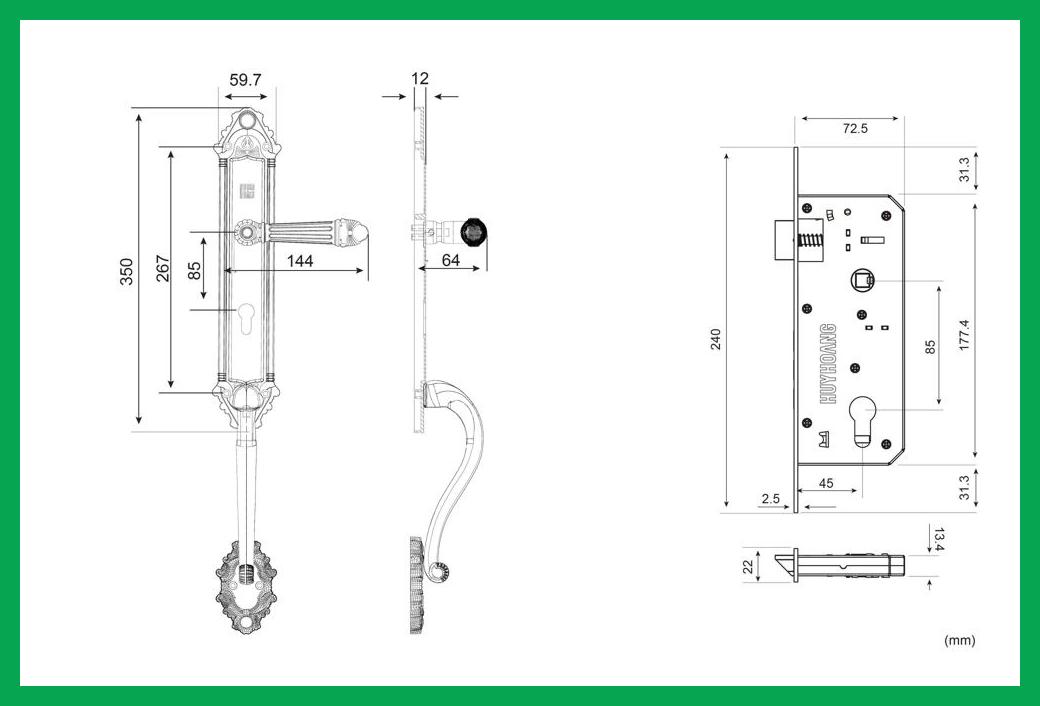 Thông số kỹ thuật Khóa tay nắm HCP 8526 Đại sảnh