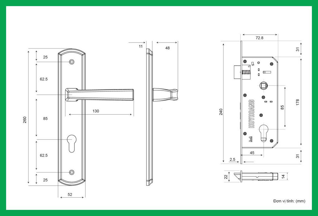 Thông số kỹ thuật Khóa tay nắm SS 8568