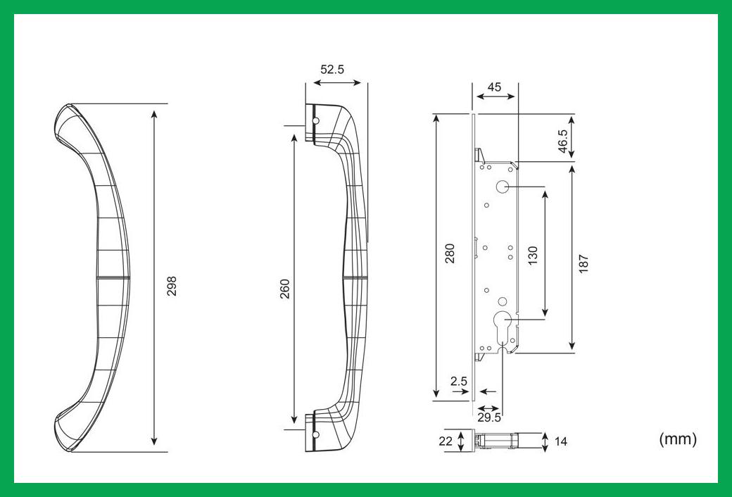 Thông số kỹ thuật Khóa tay nắm cửa trượt AP 02 Sơn trắng