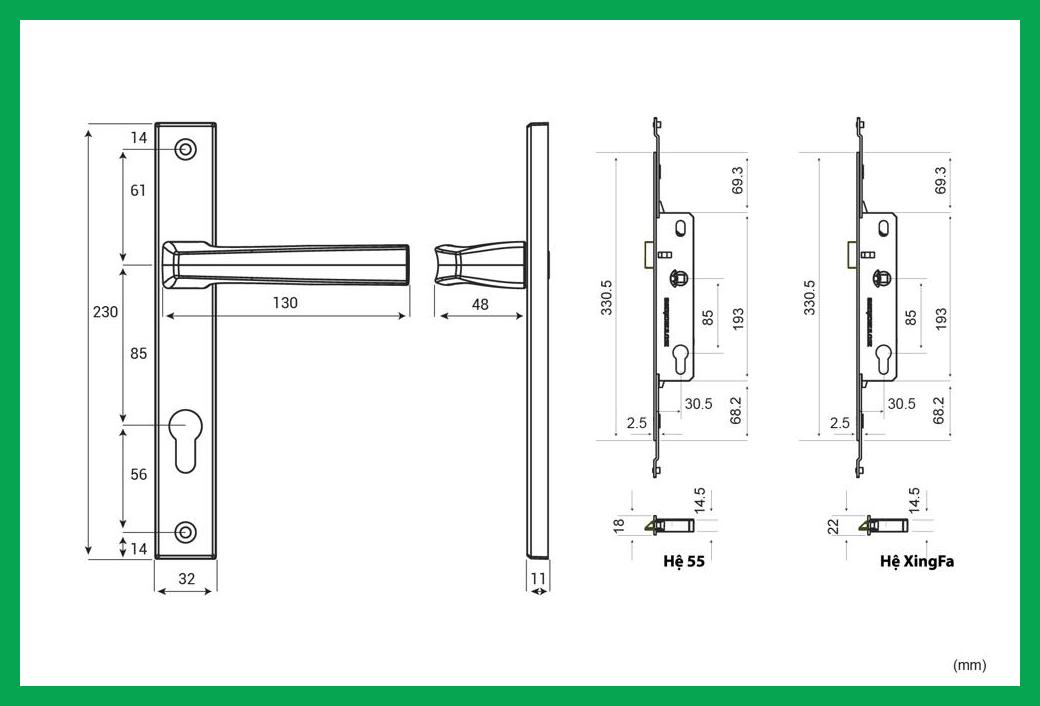 Thông số kỹ thuật Khóa tay nắm đa điểm APEX68 Điện Zi Titan