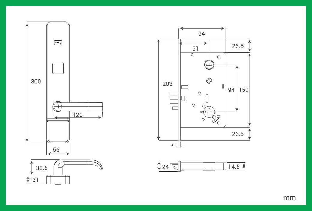 Thông số kỹ thuật Khóa tay nắm điện tử TNHD16