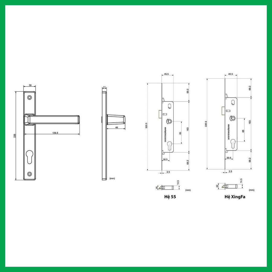 Thông số kỹ thuật Khóa tay nắm đơn điểm AP 80 Sơn đen