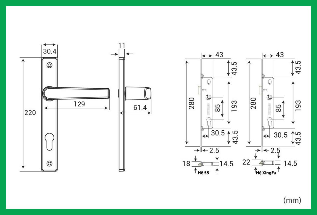 Thông số kỹ thuật Khóa tay nắm đơn điểm AP 82 Sơn đen