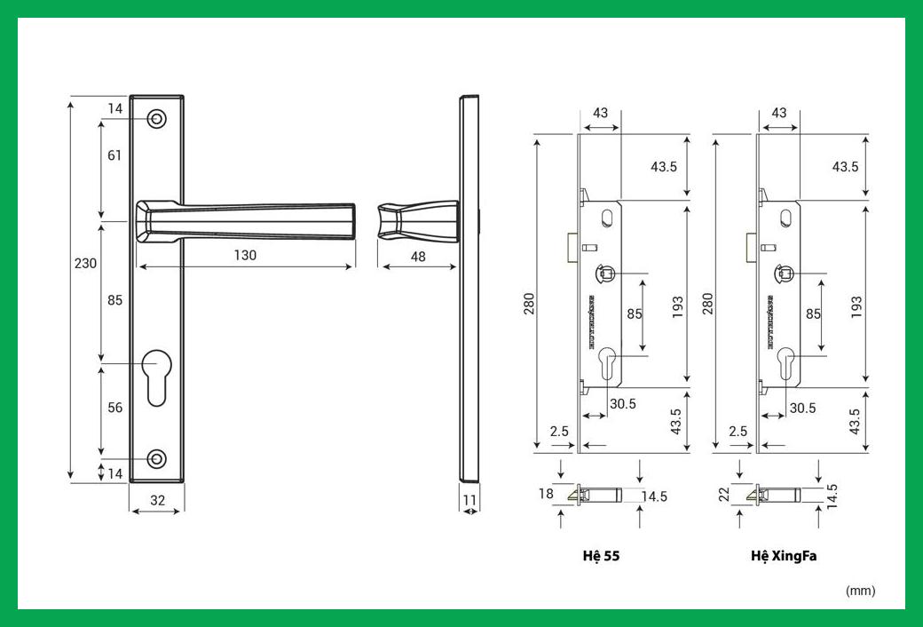 Thông số kỹ thuật Khóa tay nắm đơn điểm APEX68 Điện Zi Champagne