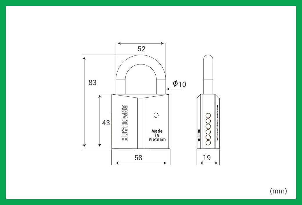 Thông số kỹ thuật Khóa treo bấm HC 10