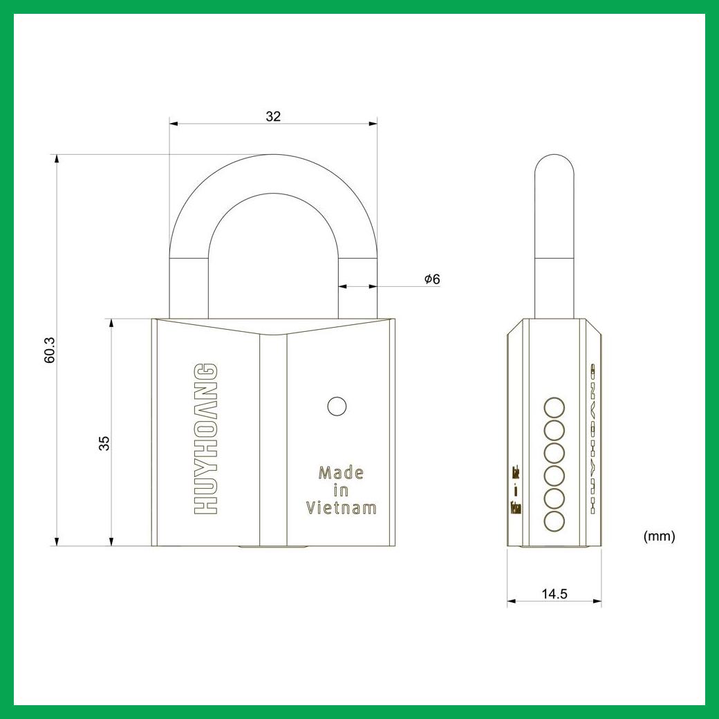 Thông số kỹ thuật Khóa treo bấm HC 6