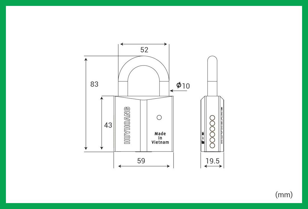 Thông số kỹ thuật Khóa treo bấm Titanium 10