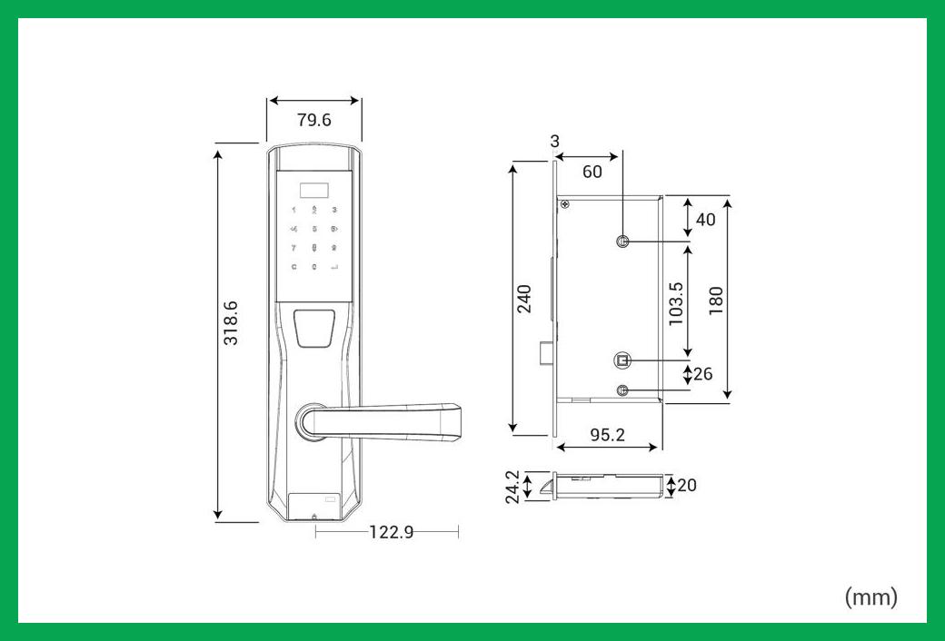 Thông số kỹ thuật Khóa vân tay điện tử 06 trắng sứ