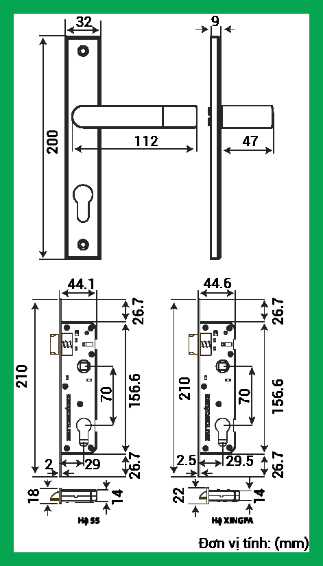 Thông số kỹ thuật Tay nắm EX 70-44-60A Mạ Titan