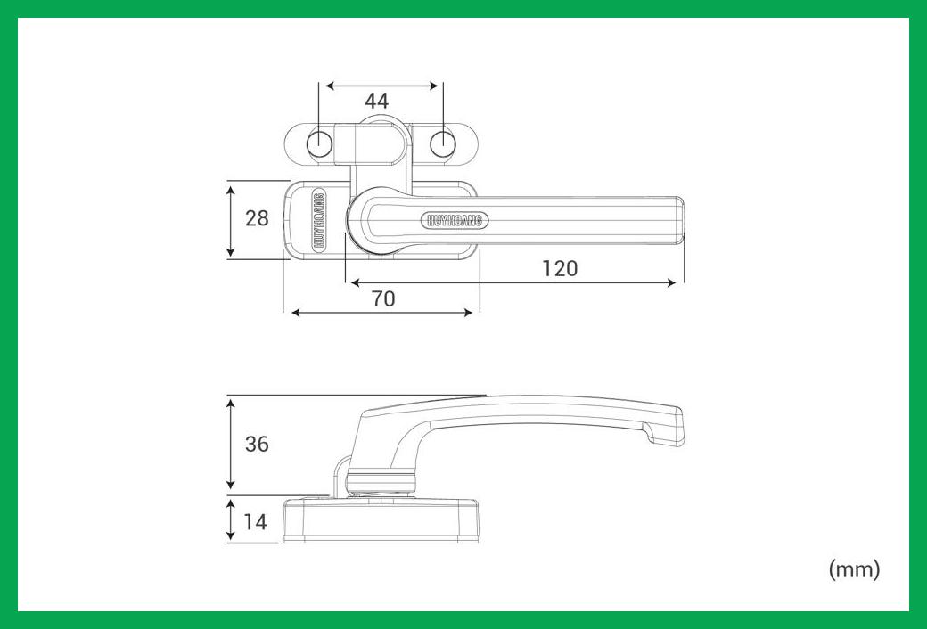 Thông số kỹ thuật Tay nắm cửa sổ AP 03 hệ Xingfa Sơn trắng