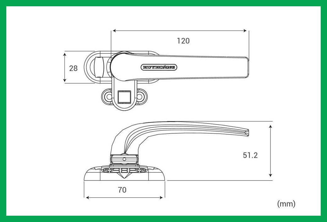 Thông số kỹ thuật Tay nắm cửa sổ AP01 hệ 55 Sơn đen