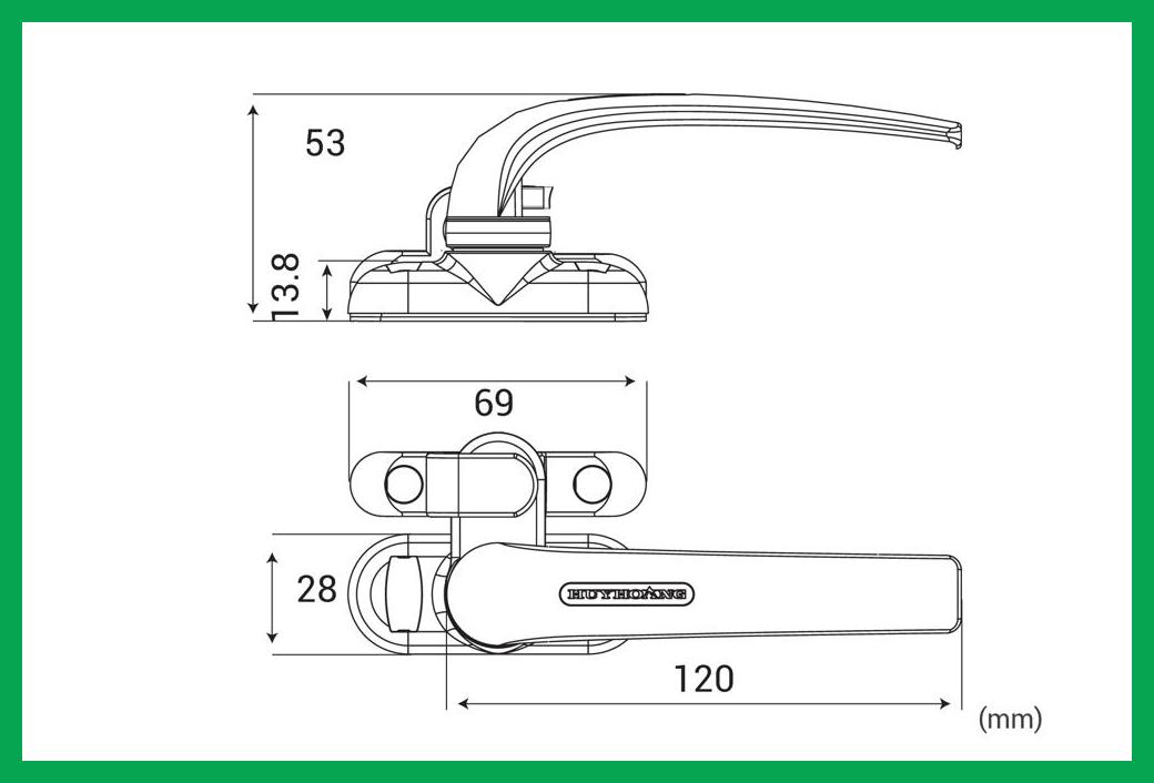 Thông số kỹ thuật Tay nắm cửa sổ AP01 hệ Xingfa Sơn đen