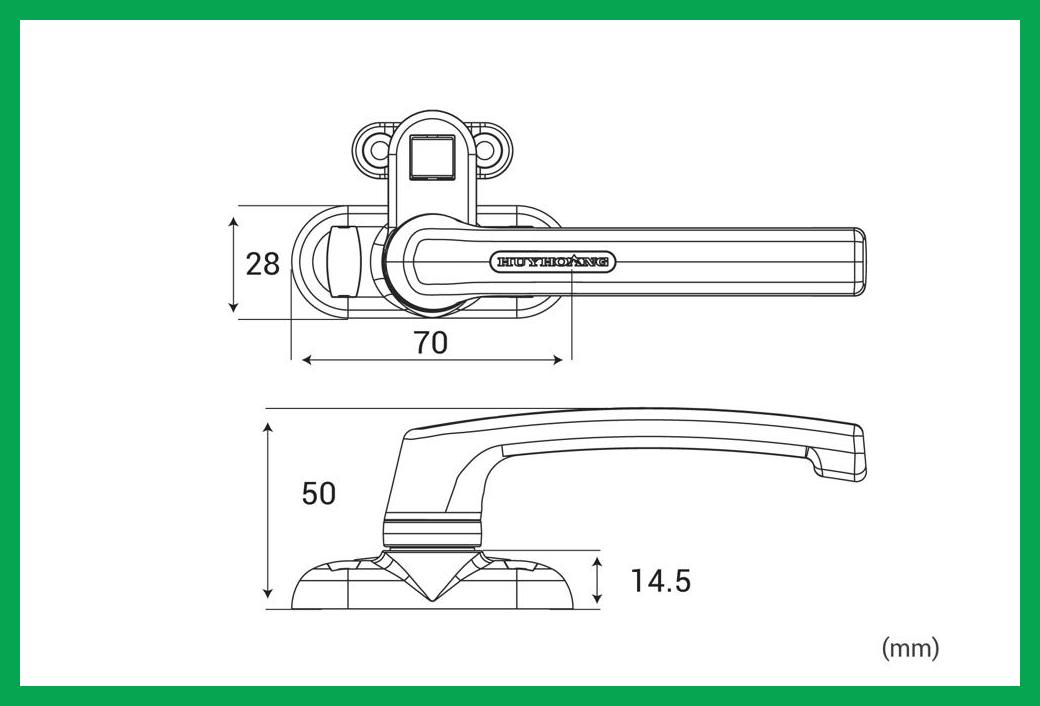 Thông số kỹ thuật Tay nắm cửa sổ AP02 hệ 55 Sơn đen