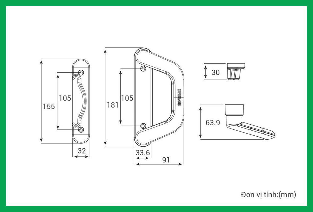 Thông số kỹ thuật Tay nắm cửa trượt AP 03 A