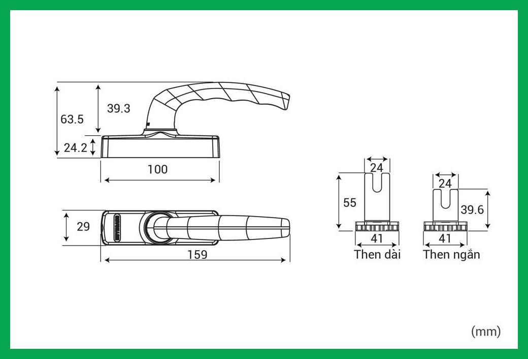 Thông số kỹ thuật Tay nắm đa điểm cửa sổ APEX66 Điện Zi Champagne