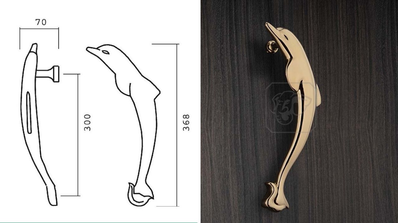 Thông số kỹ thuật sản phẩm tay nắm cửa DOLPHIN PVD Gold