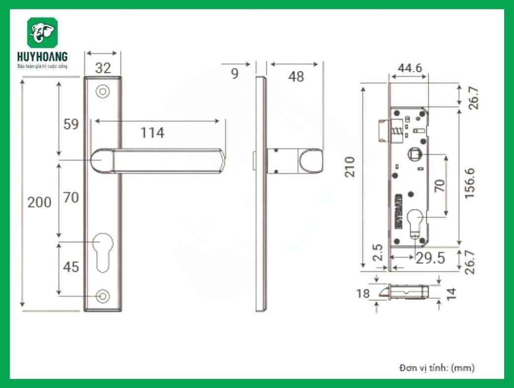 Thông Số Kỹ Thuật Tay Nắm AP 70-44-33 Sơn Đen Huy Hoàng